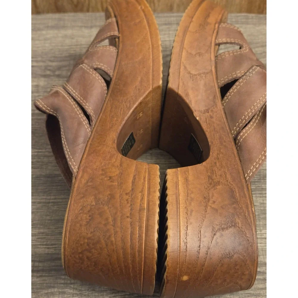 VTG Candies Y2K 90s Platform Chunky Heel Wooden Sandals Shoes Women's Size 10